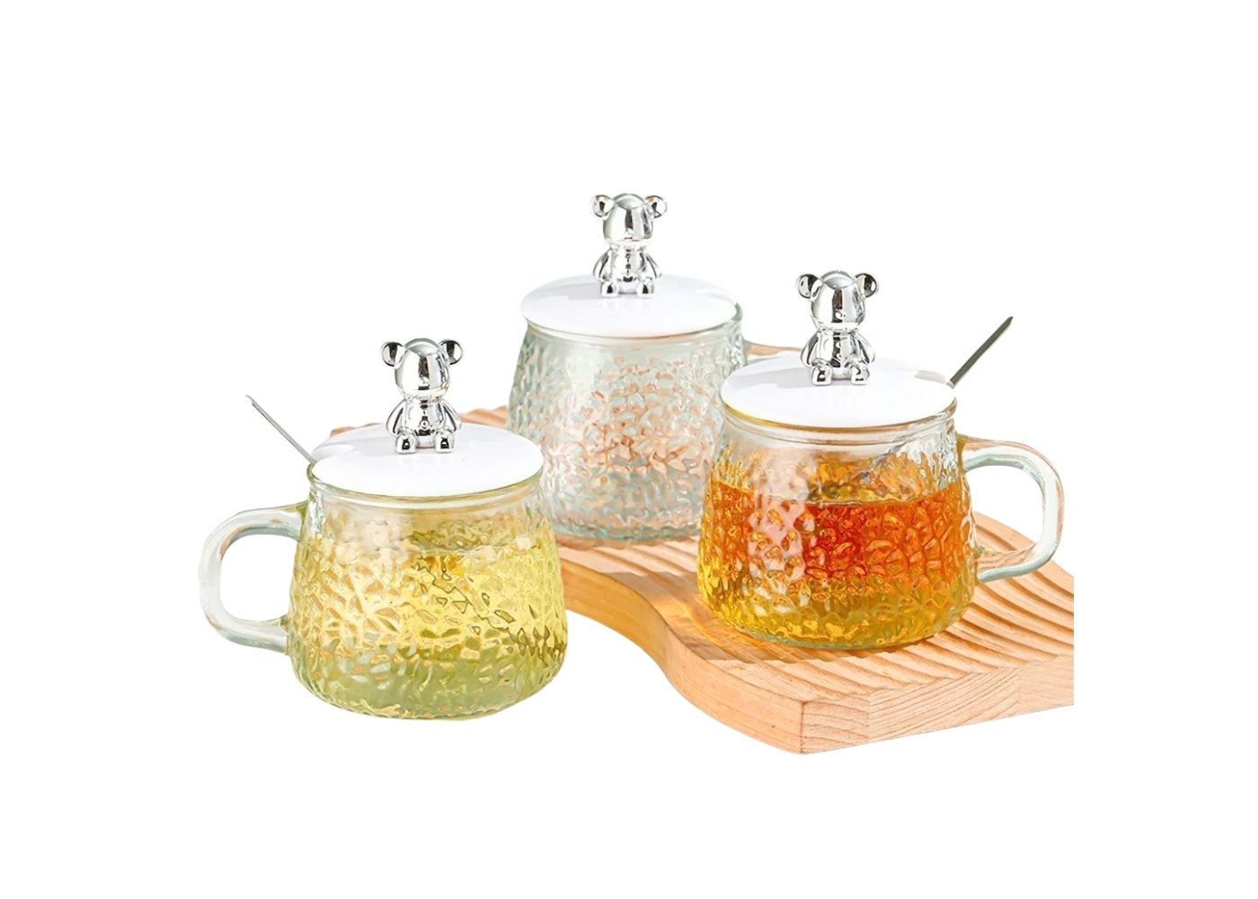 Cốc thủy tinh nắp gấu kèm muỗng